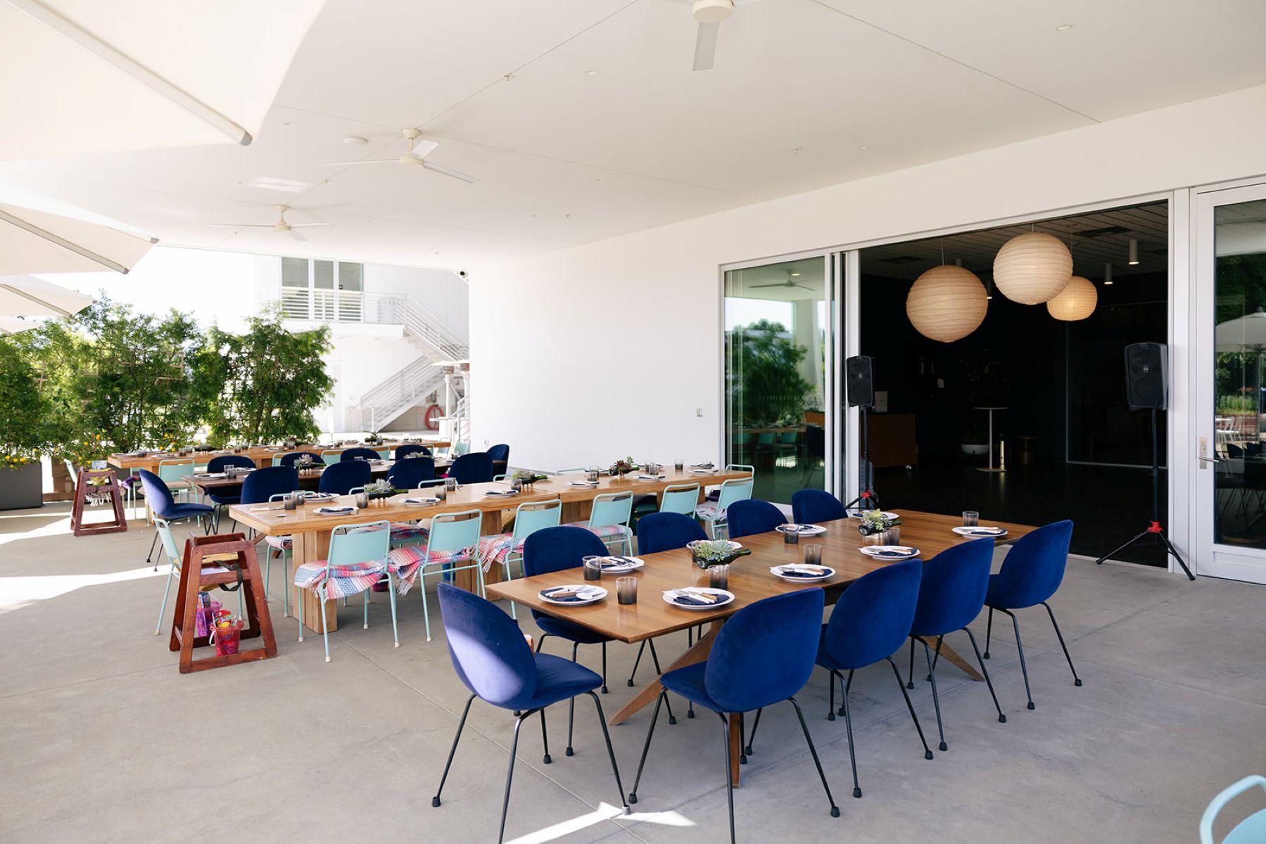 tables set up for a reception at ashes and diamonds winery 